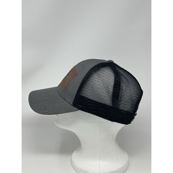 The North Face Mudder SnapBack Hat Gray Brown Leather Patch Mesh Trucker OSFA - Picture 3 of 9